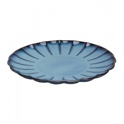 Prato 27cm Raso De Cerâmica Scallop Azul  